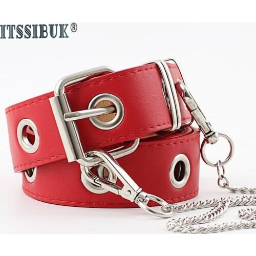 ITSSIBUK 2019 Hot style personality fashion chain belt female punk casual big circle wide belt
