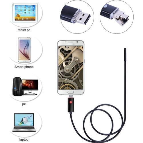 7mm 2 in 1 Android USB Endoscope Camera Smart Android Phone OTG USB Borescope 6 LED Snake Tube Inspection Camera