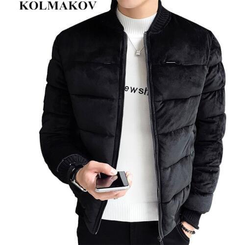 KOLMAKOV 2018 New Mens Velvet Cotton Parkas Coats Full Size M-XXXL Winter Mens Bomber Jacket Parkas Thick Short Overcoats Homme