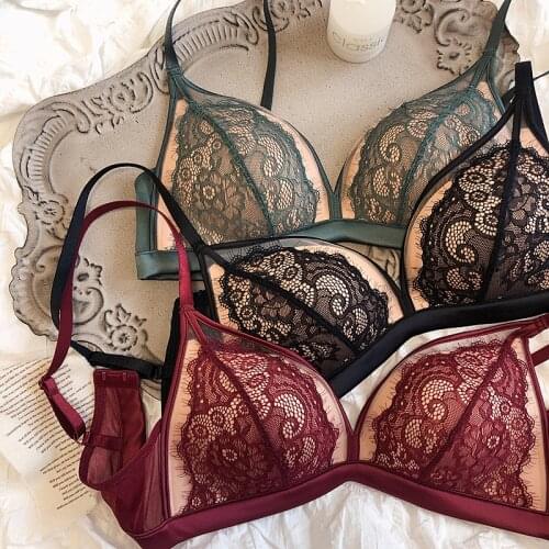 Seamless Bra Sets solid bra Cozy Panty Suit push up Ultra thin Lace underwear Woman Soft embroidered breathable lingerie Ladies
