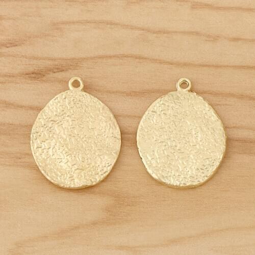 10 Pieces Gold Tone Irregular Hammered Circle Round Charms Pendants for DIY Earrings Jewellery Making Accessories 24x19mm