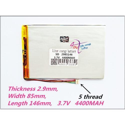 5 thread 2985146 3.7V 4400MAH 2884145 Lithium polymer Battery with Protection Board For Tablet PC Rechargeable batteries