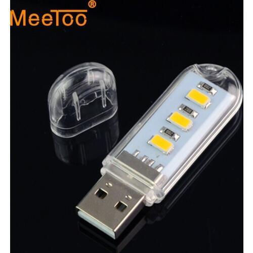 MeeToo Mini USB LED lamp Book lights SMD 1.5w 3 LEDs 5730 Camping Bulb Nightlight For Reading Night light PC Laptops Notebook