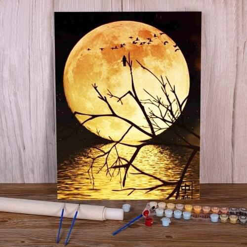 Landscape Moon Painting By Numbers Package Acrylic Paints 50*70 Boards By Numbers Home Decoration Adults Drawing