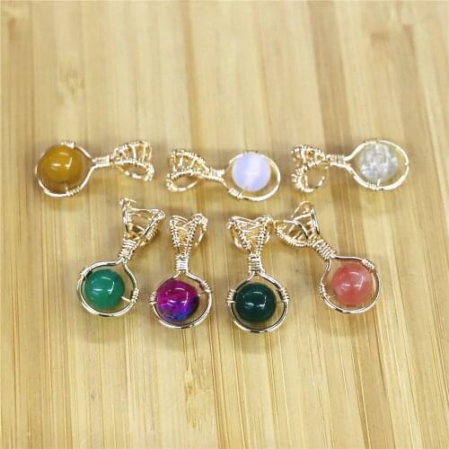 2021 New Hand-made Winding Gold Pendant Natural Stone & Synthetic Stone Multi-color Pendant for Womens Jewelry Making
