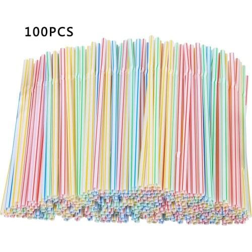 Disposable Color Elbow Plastic Straws Lengthen And Bendable Juice Drink Milk Tea Straw Flexible Straws