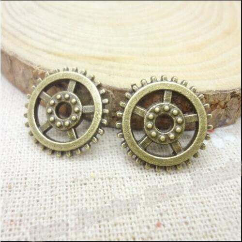 Wholesale 60 pcs Vintage Charms gear wheel Pendant Antique bronze Fit Bracelets Necklace DIY Metal Jewelry Making
