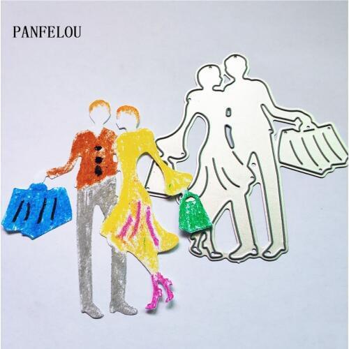 PANFELOU Fashion Shopping lovers metal craft paper die cutting dies Scrapbooking/DIY Easter Halloween Embossing mould cards