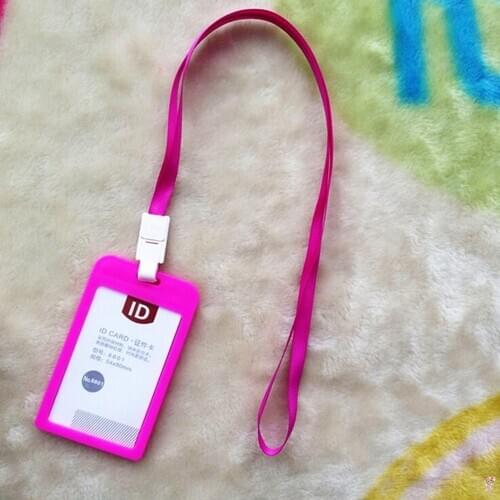 PP ID Card Holder Candy Colors Name Tag Exhibition Cards Business Badge Holder With Lanyard School Office Supplies