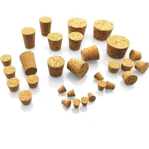 100pcs Top DIA 7.5mm to 30mm Wooden Cork Lab Test Tube Stopper Kettle Pudding Bottle Cork Cap Burette Tube Wood plug