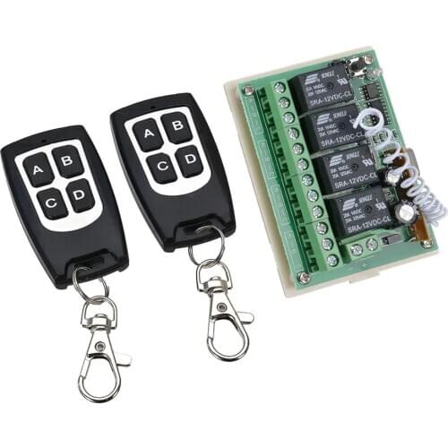 433Mhz Wireless RF Remote Control 12V 4CH Receiver with 2 Transmitter For Led DIY Bulb SmartHome LampLight