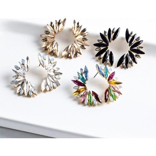 Luxury Multilayer Crystal Wing Shaped Stud Earring For Women Engagement Party Jewelry