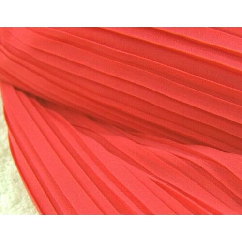 2 meters 150cm 59" width watermelon red crumple accordion pleated chiffon fabric wedding dress clothes materials MM100