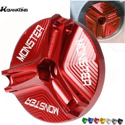 With MONSTER logo Engine Oil Filter Cup Plug Cover screws For Ducati 696 600 748 848 999 1098 800 900 Monster S2R/S4/S4R/ST3
