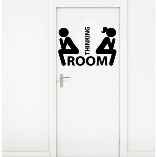 Bathroom Restroom Thinking Funny Girl And Boy Wall Vinyl Decal Sticker Modern Decoration adesivo de parede Office Creative Z650