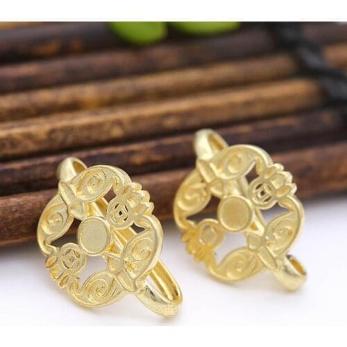 10pcs Brass Casted Retro Ancient Flower Clothing Clasps Pinch Clips Bails Connectors Pendant Charms Jewelry Findings Accessories