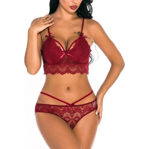 Women Flower Lace Lingerie Set Exotic Underwear Black Red See Through Lace Bra Panties Sets Sexy Nightwear Bielizna Erotyczna