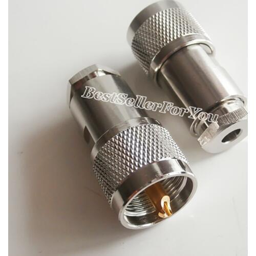 1Pcs UHF male PL-259 plug clamp RG58 RG142 LMR195 RG400 cable straight RF Connector