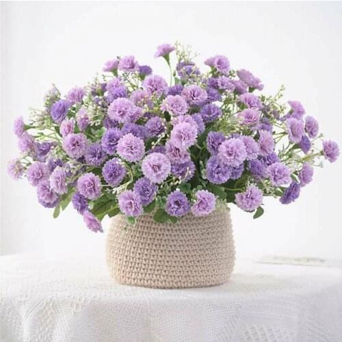 20 Flowers Lilac Carnation High-end Simulation Flower Decoration Wedding Decoration Table Flower Fake Decoration V1K7