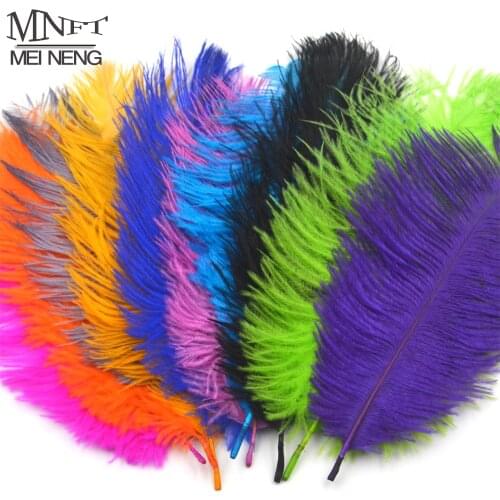 MNFT 20PCS Multiple Color Ostrich Hair Fly Tying Material White Black Olove Green Ginger Fly Fishing Streamer Bugs Salmon