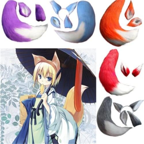 65cm New Anime Spice and Wolf Holo Fox Kamisama Kiss Hajimemashita Halloween Cosplay Toy Tail Ears Cosplay Props