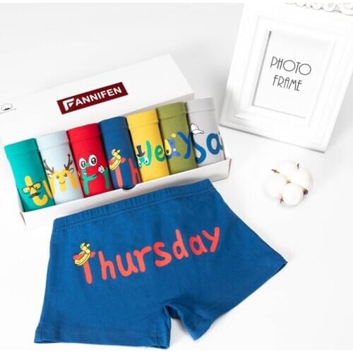 7 pcs/lot Breathable Cotton Kids Underwears Teenage Panties Boys Boxer Briefs Kids Shorts Pants