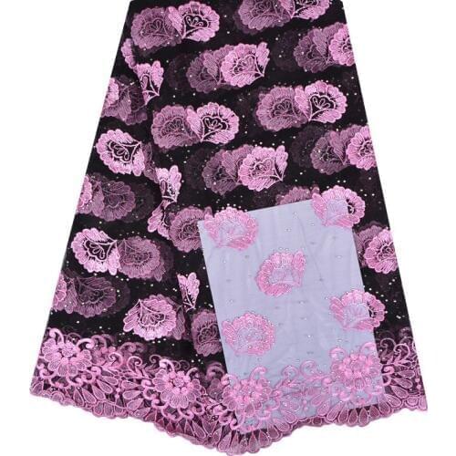 African Lace Fabric With Stones Embroidered Nigerian Laces Fabric Bridal High Quality French Tulle Lace Fabric For Women F1234