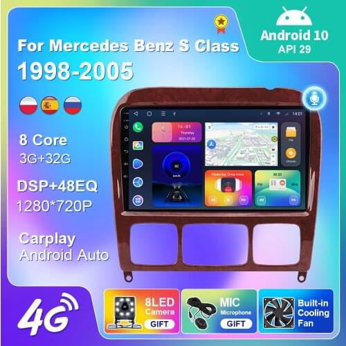 Car Radio Recorder For Mercedes Benz S Class W220 S280 S320 S350 S430 S500 S600 S55 1998-2005 Navigation GPS Android 10 Carplay