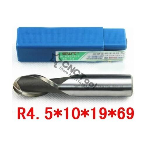 Free shipping 5PCS R4.5 high speed steel ball end milling cutter, straight shank white steel cutter, R alloy milling cutter