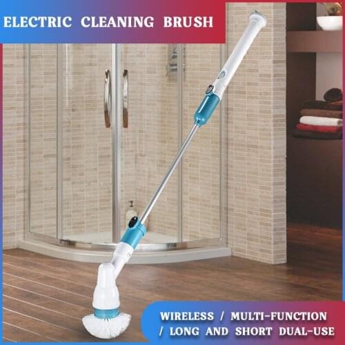 Cordless Chargeable Bathroom Cleaner Electric Spin Scrubber Turbo Scrub Cleaning Brush with Extension Handle Adaptive Brush Tub