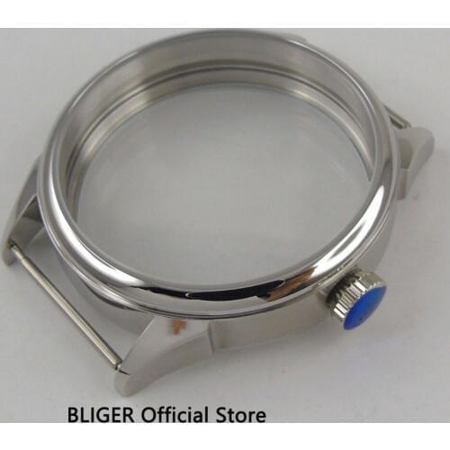 42MM Polished Stainless Steel Watch Case Fit For ETA 6498 6497 Hand-Winding Movement