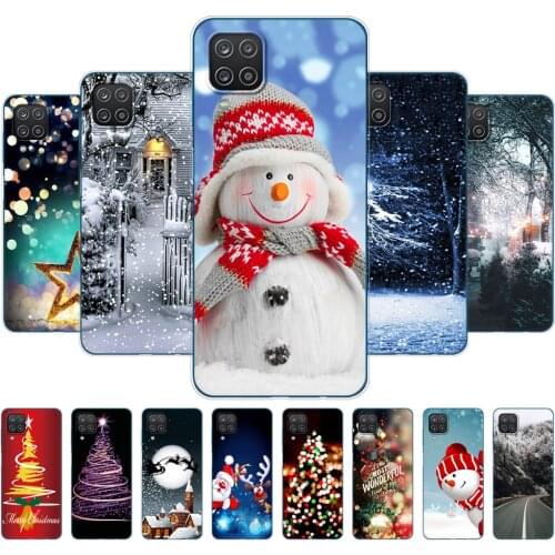 For Samsung A12 Case 6.5inch Back Phone Cover For Samsung Galaxy A12 SM-A125F a125 Bumper winter christmas snow tree new year