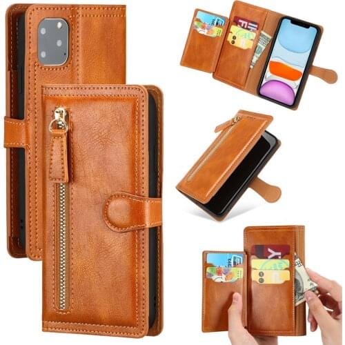 Luxury Leather Zipper Flip Wallet Cover For iPhone 11 Pro MAX X XS XR 6 6s 7 8 Plus SE 2020 Card Holder Stand Phone Case Coque
