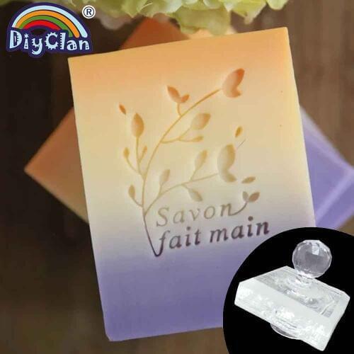 Cute Savon Fain Main Handmade Soap Making Stamp Diy Natural Organic Stamps Clear Glass Soap Chapter Acrylic Seal With Handle