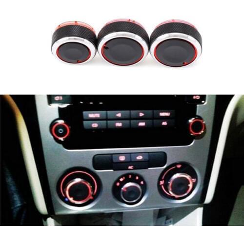 For VW POLO 2002-2013 MK4 MK5 9N 9N3 6R 3pcs/set Aluminum Alloy Air Conditioning Knob AC Knob Heat Control Switch Button Knob