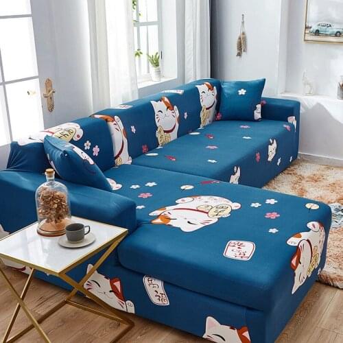 Cartoon Elastic Sofa Cover for Living Room Sectional Armchair All Inclusive Stretch Couch Cover Nonslip 1/2/3/4 Seater F8497