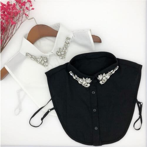 Elegant Women Shirts Fake Collars Gilrs Summer Shirts False Collar Girls Handmade Flower Beads Half Shirt Detachable Collars