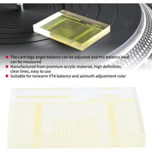 Phonograph Tonearms VTA Azimuth Gauge Alignment Block Ruler Headshell Aligning Accessory Crystal clear transparency