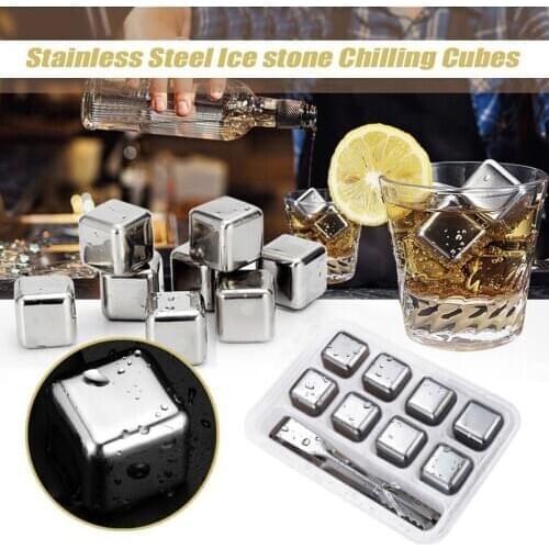 Whiskey Ice Stone Ice Wine Stone Reusable Stainless Steel Reusable Chilling Stones for Whiskey Wine J#17