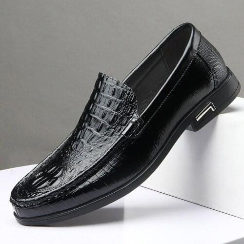 Brown Men Dress Shoes Black Designer Loafers Crocodile Shoes Man Formal Wedding Shoes for Men 2021 Zapatos De Hombre Chaussures