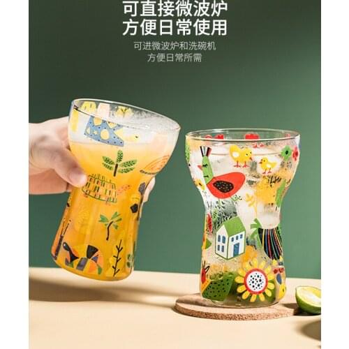 Beer Steins Good-looking Water Cup Creative Printing Tumbler Household Hot and Cold Resistant Female Summer Glass Cup