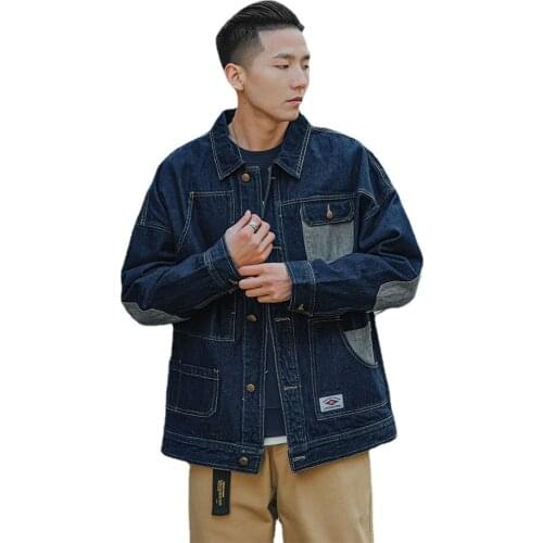 Japanese Retro Lapel Multi-pocket Denim Jacket Mens Spring and Autumn Casual Jacket Men Motorcycle Denim Jacket Streetwear