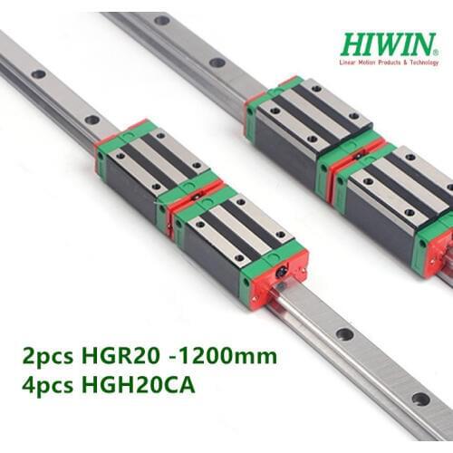 2pcs original HIWIN HGR20 -1200mm linear guide rail +4pcs HGH20CA narrow block carriage bearings for CNC