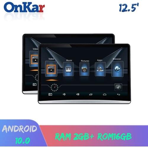 ONKAR 12.5 Inch Android 9.0 headrest monitor 1920*1080 4K 1080P Video Support Miracast Wifi FM SD HDMI USB MP5 2GB+16GB