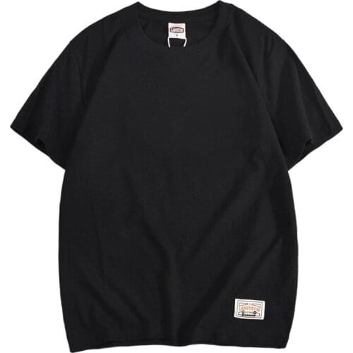 Mens wear short-sleeved cotton mill T-shirt solid-colored goats round collar coat big yards