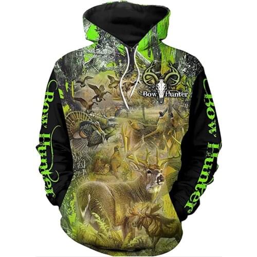 Hunting Deer 3D Printed Mens Hoodies Harajuku Streetwear Autumn Hooded Sweatshirt Unisex Casual Jacket Tracksuits TD14247845