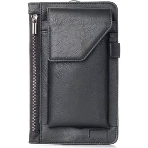 Hook Loop Man Belt Clip Zipper Card Pouch Dual Mobile Phone Leather Case For Huawei P Smart+ (nova),Mate 20 Lite,Honor Play