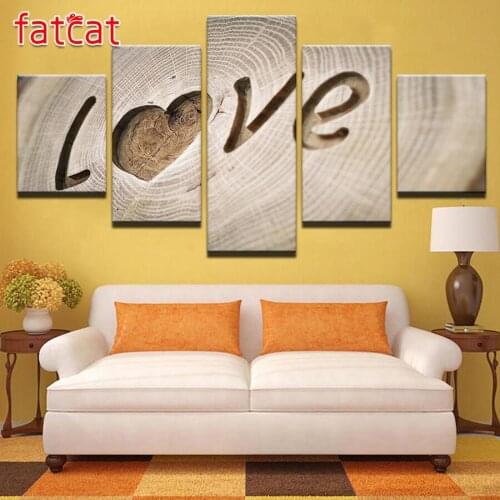 FATCAT 3D Diy Diamond Painting 5 Pieces LOVE plank Scenery Landscape full Square Round Drill Diamond Embroidery Sale Art AE806