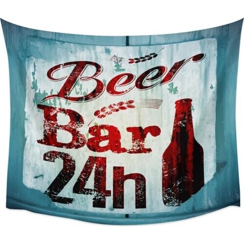 Beer Bottle Digital Time Letters Retro Wall Tapestry Cover Beach Towel Picnic Yoga Mat Home Decoration