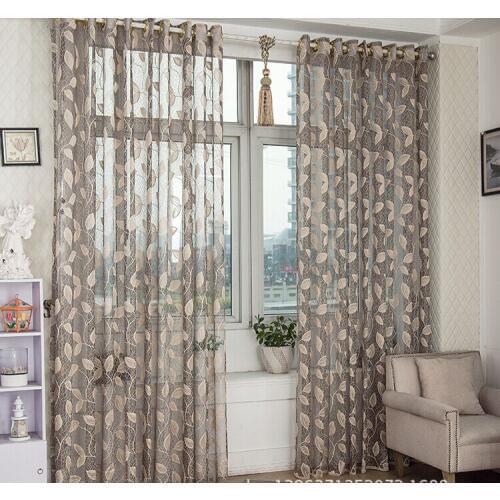 2015 New Arrival Window Screening tulle leaf nature modern curtains for living room chinese sheer curtain